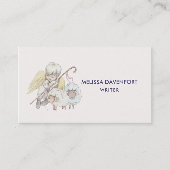 Angel Shepherd mit Lämmern Pastoral Visitenkarte (Vorderseite)