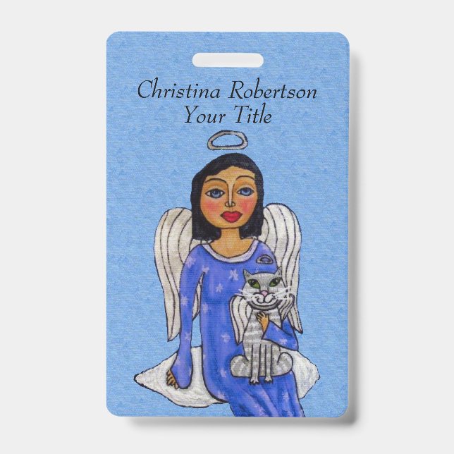 Angel Silver Halo Blue Dress Eyes White Angel Cat Ausweis (Vorderseite)