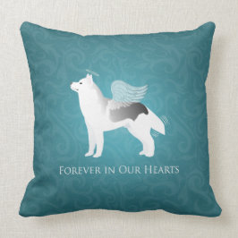 Angel Silver Siberian Husky Dog Pet Memorial Kissen