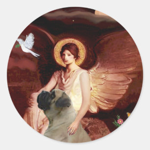 Angel sitzend - Bull Mastiff #1 Runder Aufkleber