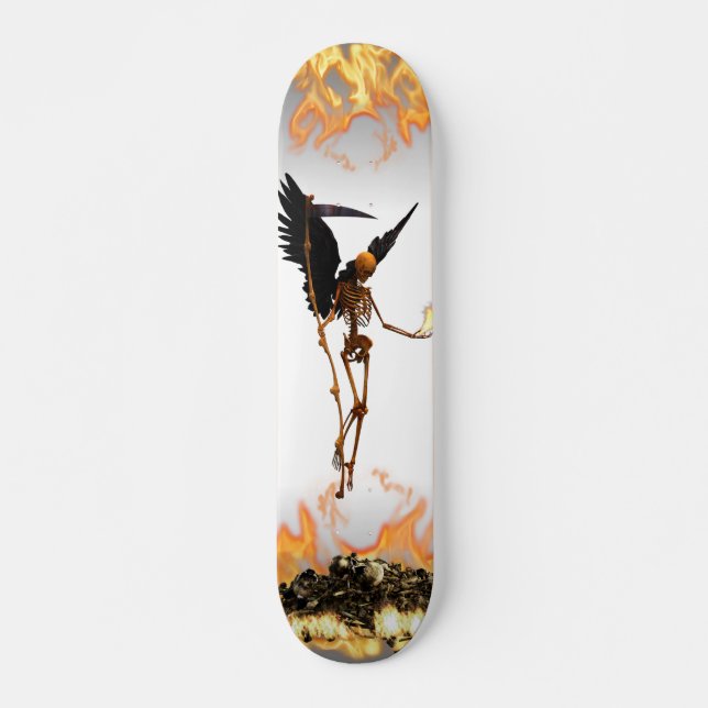 Angel Skeleton Demon Wings Flames Skateboard (Vorne)