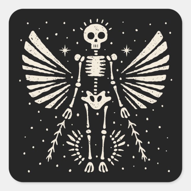 Angel skeleton Gothic Christmas Quadratischer Aufkleber (Vorderseite)