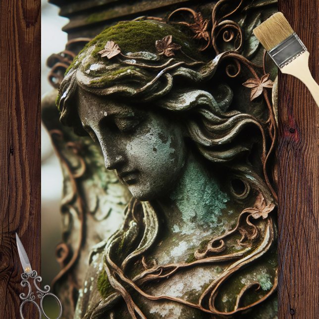 Angel Skulptur erschüttert Patina Decoupage Seidenpapier (Von Creator hochgeladen)