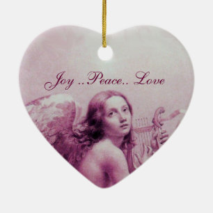 ANGEL SPIELEN LYRA ÜBER DAS KLOUDS Pink Heart Keramikornament
