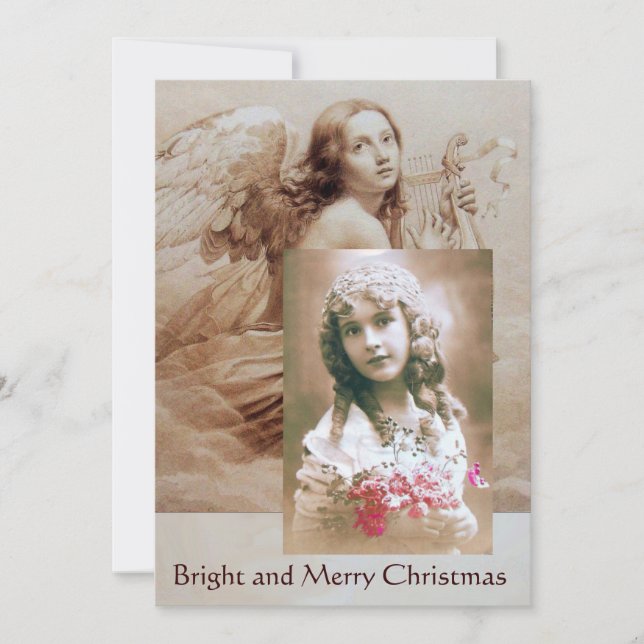 ANGEL SPIELEN LYRA ÜBER DIE CLOUDS-Fotovorlage Einladung (Vorderseite)