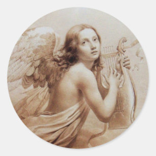 ANGEL SPIELEN LYRA ÜBER DIE KLOUDS RUNDER AUFKLEBER