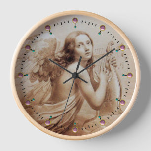 ANGEL SPIELEN LYRA ÜBER DIE KLOUDS SEPIA Brown Wanduhr