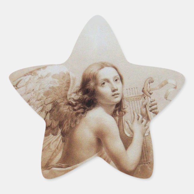 ANGEL SPIELEN LYRA ÜBER DIE KLOUDS Stern-Aufkleber (Vorderseite)