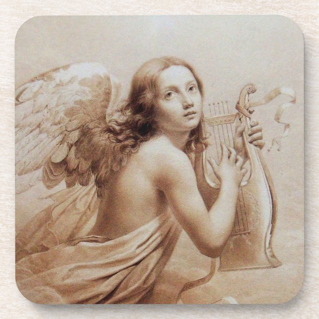 ANGEL SPIELEN LYRA ÜBER DIE KLOUTEN braun Untersetzer (Vorderseite)