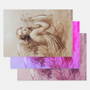 ANGEL SPIELEN LYRA ÜBER DIE KLOUTEN Braunrosa Geschenkpapier Set