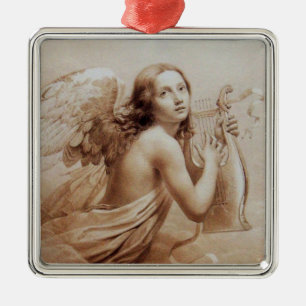 ANGEL SPIELEN LYRA ÜBER DIE KUCHEN, braun Silbernes Ornament