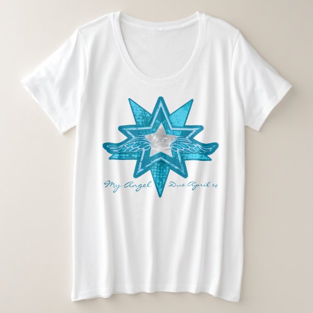 Angel star ergänzen Baby Scan Mutterschaftsblau &  Große Größe T-Shirt (Design vorne)