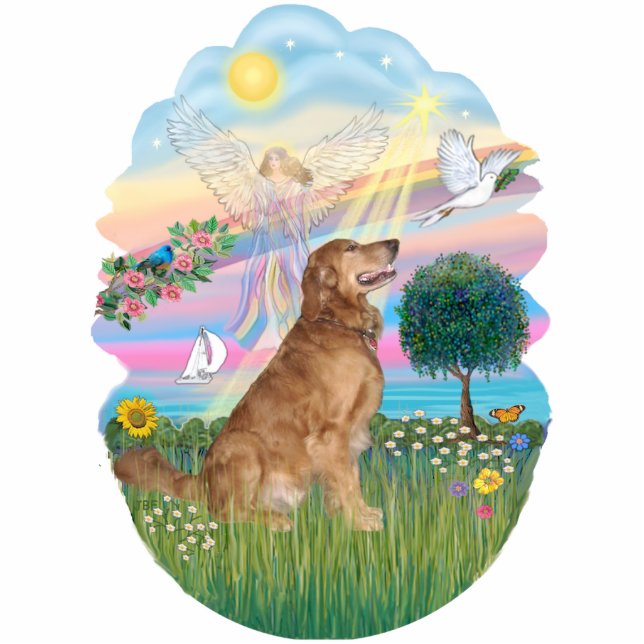 Angel Star - Golden Retriever (#4B) Freistehende Fotoskulptur (Vorne)