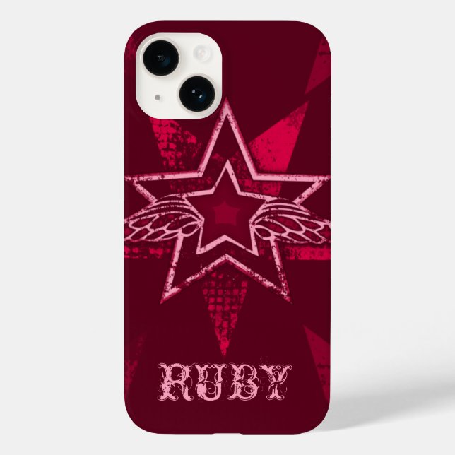 Angel Star individuelle Name ruby red Case-Mate iPhone Hülle (Rückseite)