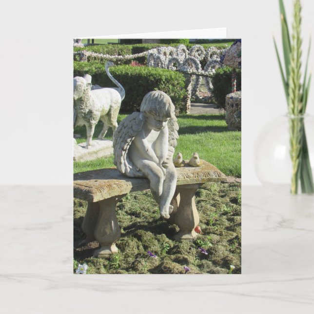 Angel Statue auf der Bench Inspiration Zitat-Karte Karte (Vorderseite)