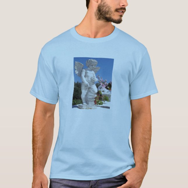 Angel-Statue in hellblau T-Shirt (Vorderseite)