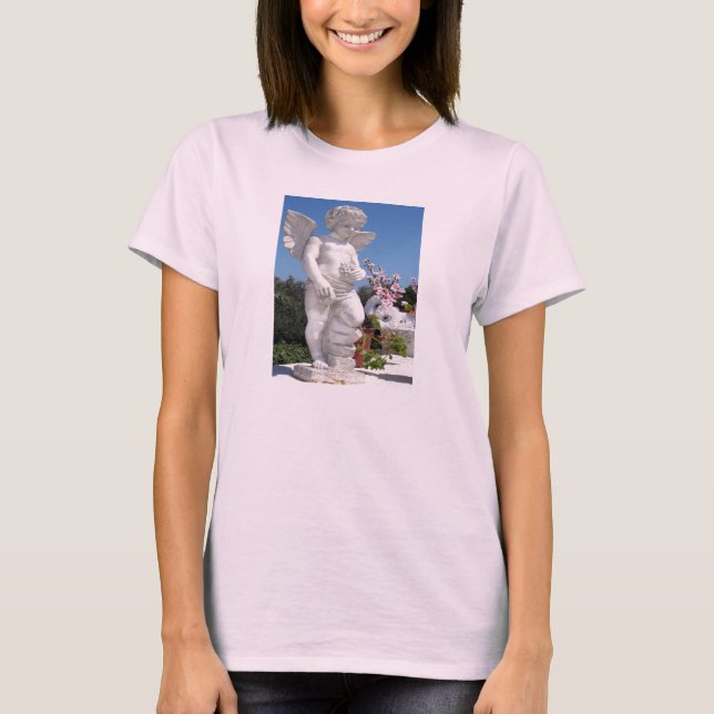 Angel Statue in Rosa T-Shirt (Vorderseite)