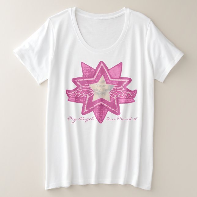 Angel Stern ergänzen Baby Scan maternenrosa Große Größe T-Shirt (Design vorne)