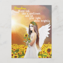 Angel Sunflower Stand Tall Quote Individuelle Name Postkarte