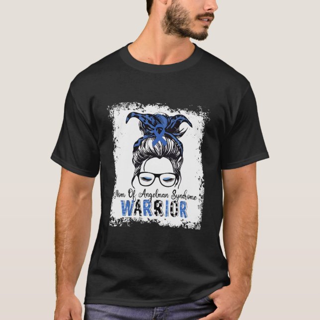 Angel Syndrome Awareness Mom Warrior Blue Ribbon T-Shirt (Vorderseite)