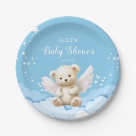 Angel Teddy Bear auf Clouds Baby Blue Pappteller