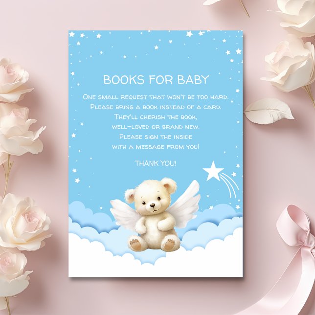 Angel Teddy Bear über Clouds Bücher für Baby Blue Begleitkarte (Von Creator hochgeladen)