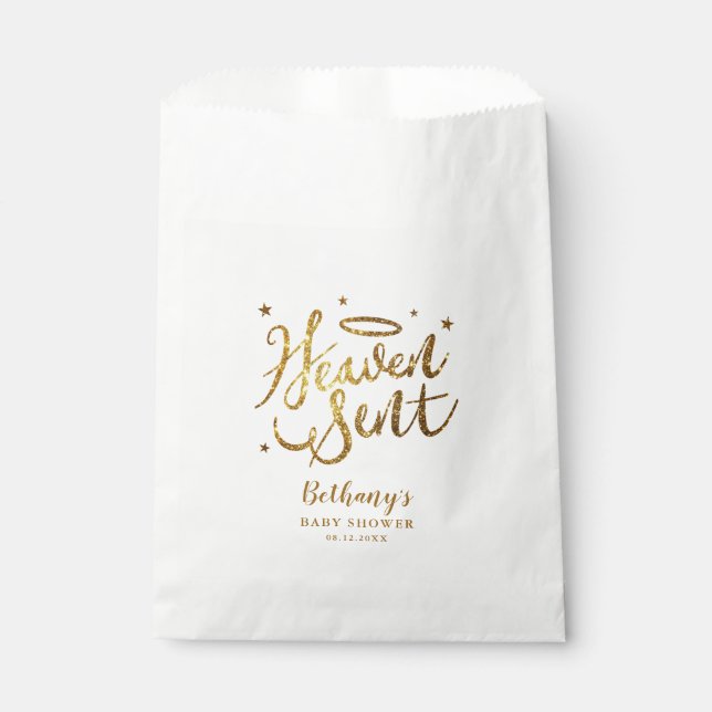 Angel Theme Heaven Sent Baby Dusche Geschenktütchen (Vorderseite)