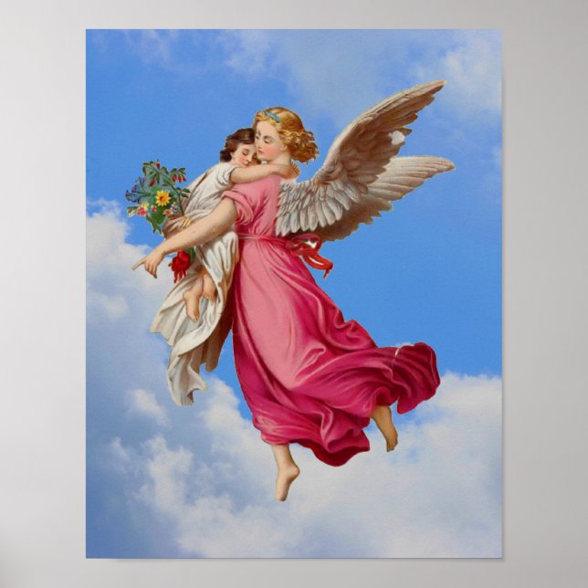 Angel trägt Kind Inspiration Poster (Vorne)