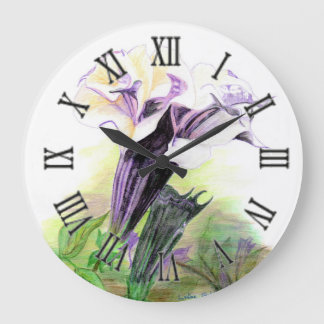 Angel-Trumpet mit doppeltem Lavendel, große runde Wanduhr