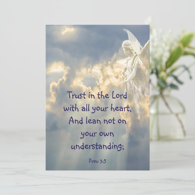  Angel Trust in the Lord Quote Inspirational Karte (Stehend Vorderseite)