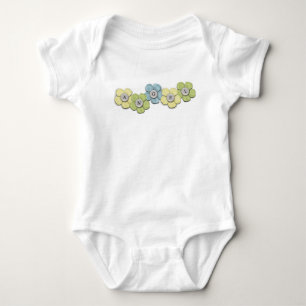 „Angel“-Typografie Floral Blau Gelb Baby Strampler