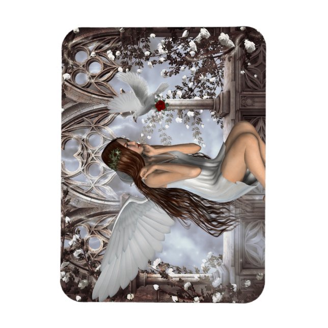Angel und ihre Taube Magnet (Vertikal)