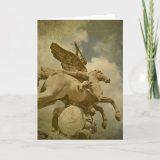 Angel- und Pferdestatue Karte