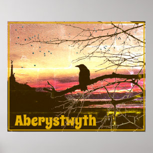 Angel und Raven von Aberystwyth bei Sonnenuntergan Poster