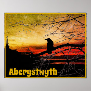 Angel und Raven von Aberystwyth bei Sonnenuntergan Poster