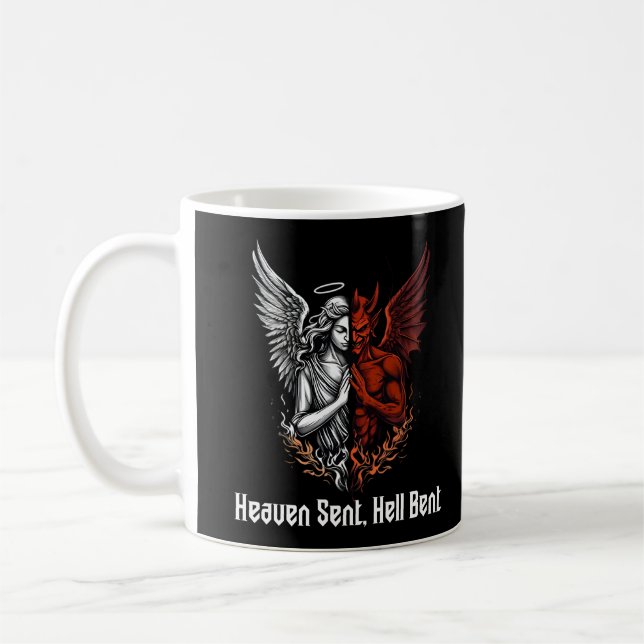 Angel und Teufel Half Himmel Sent Hell Bent Kaffeetasse (Links)