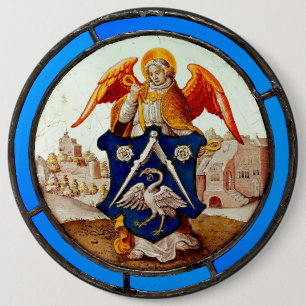 Angel und Wappen aus dem Mittelalter Button