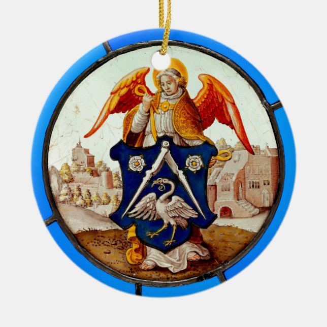 Angel und Wappen aus dem Mittelalter Keramik Ornament (Vorne)
