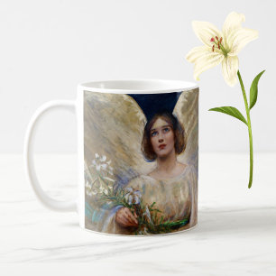 Angel und White Lily Blume Vintage Kunst Tasse