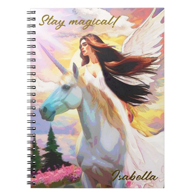 Angel Unicorn Bleibe Magical Name Journal Notebook Notizblock (Vorderseite)