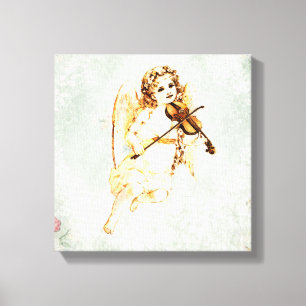Angel Violine auf einer Shabby Vintag Textur spiel Leinwanddruck