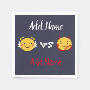 Angel vs Devil Emoji PErsonalize Serviette