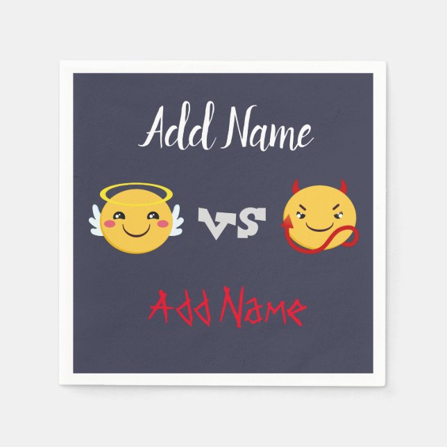 Angel vs Devil Emoji PErsonalize Serviette (Vorderseite)