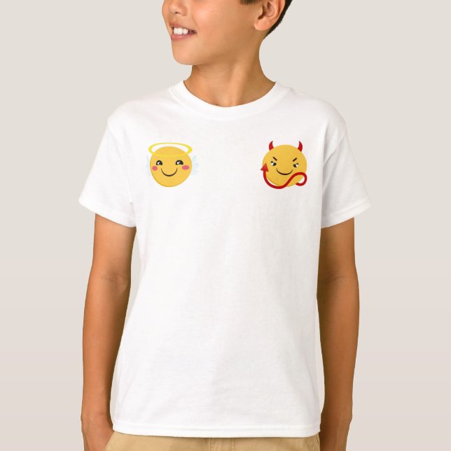 Angel vs Devil Emoji PErsonalize T-Shirt (Vorderseite)
