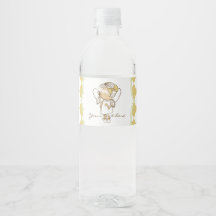 Angel Water Bottle Labels Gold & Green
