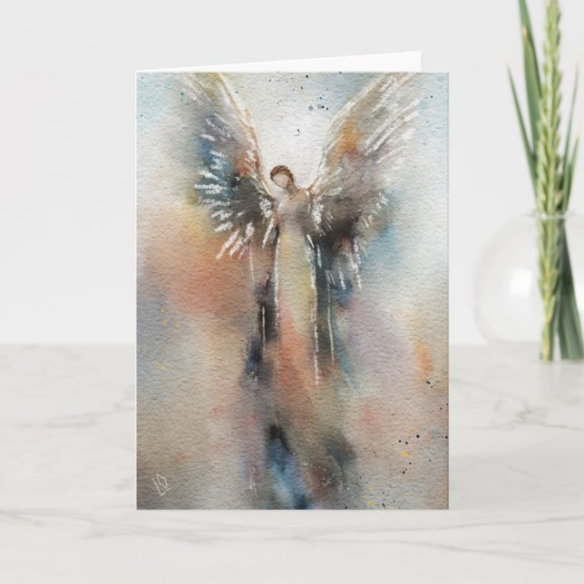 Angel Watercolor Grußkarte Karte (Vorderseite)