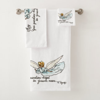 Angel Watercolor strahlend in der Nähe und beobach Badhandtuch Set
