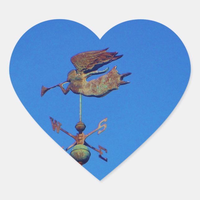 Angel Weather Vane Bright Blue Sky Herz-Aufkleber (Vorderseite)