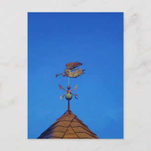 Angel Weather Vane Bright Blue Sky Postkarte
