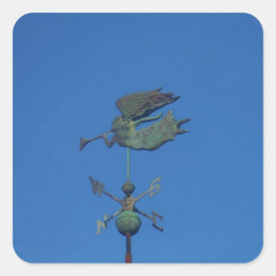 Angel Weather Vane Quadratischer Aufkleber